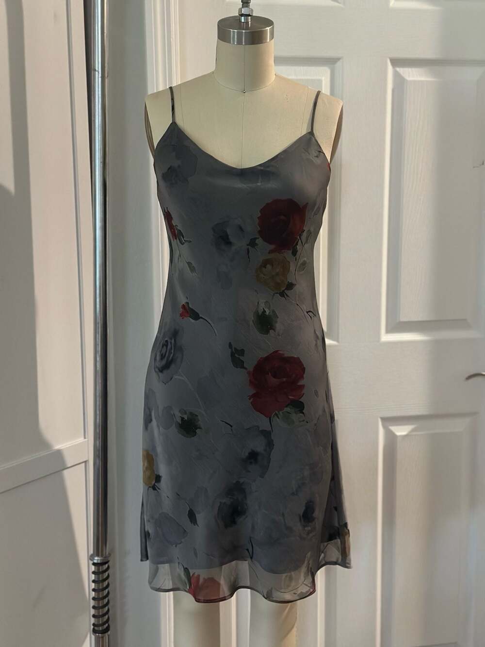 Y2k Tessuto Floral Rose Print Slip Dress Size S